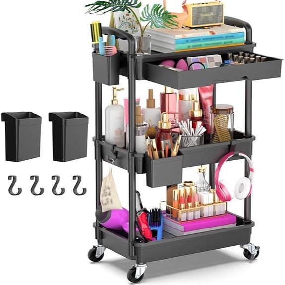 Goovilla 3-Tier Rolling Storage Cart with Lockable Wheels