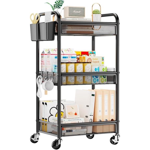 YASONIC 3-Tier Rolling Metal Storage Cart