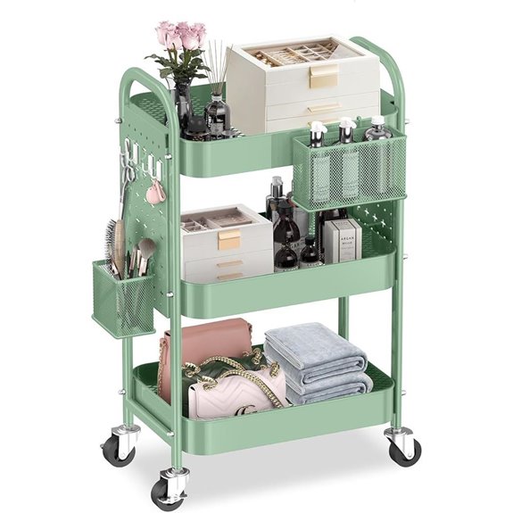 ALVOROG 3-Tier Rolling Utility Cart with Pegboards