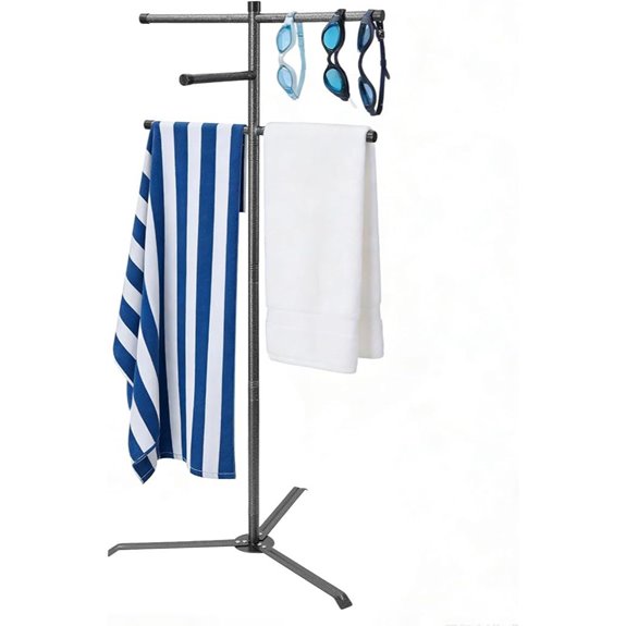 Outdoor Pool Towel Rack with Triangular Base