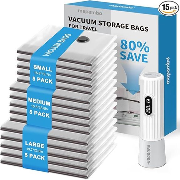 Mapambo Vacuum Seal Bags with LED Pump (15 Pack)