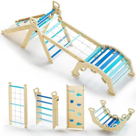 BlueWood 8-in-1 Pikler Triangle Climbing Set