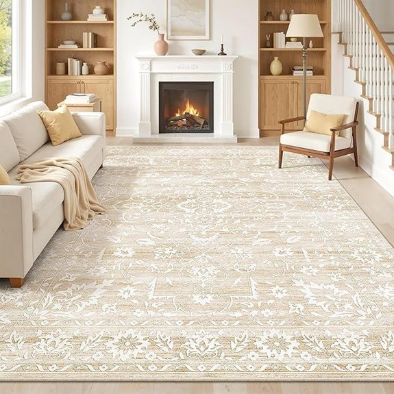 Soalmost 8x10 Washable Vintage Floral Rug