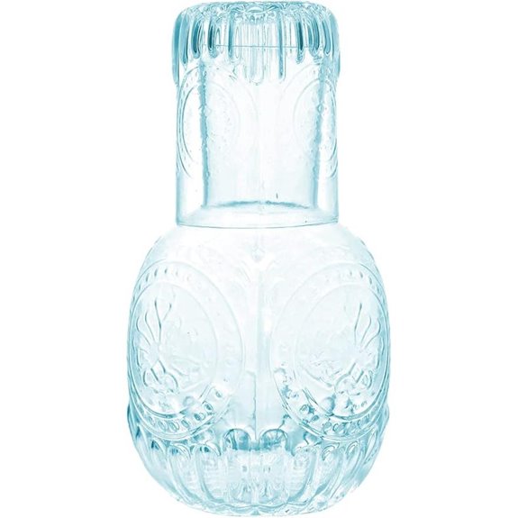 Retro Relief Glass Bedside Night Water Carafe with Tumbler