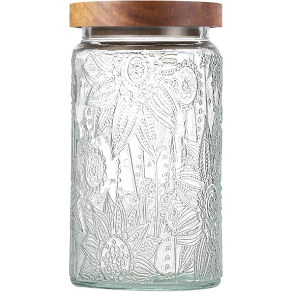 Vintage Glass Storage Jar with Bamboo Lid