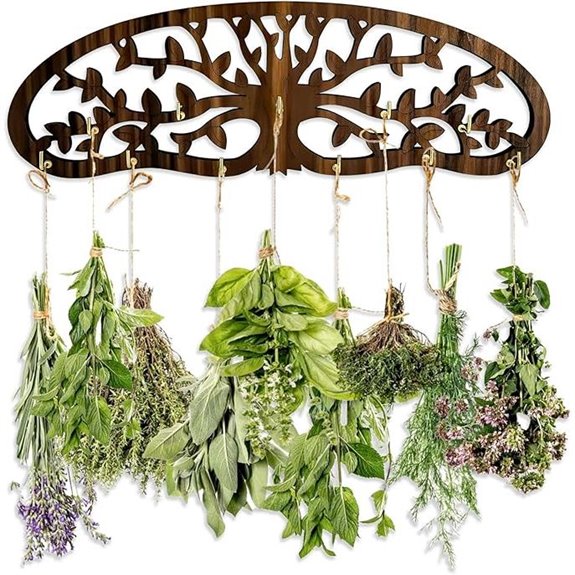 Herb Drying Rack Wall Mount Holds 11 Bouquets
