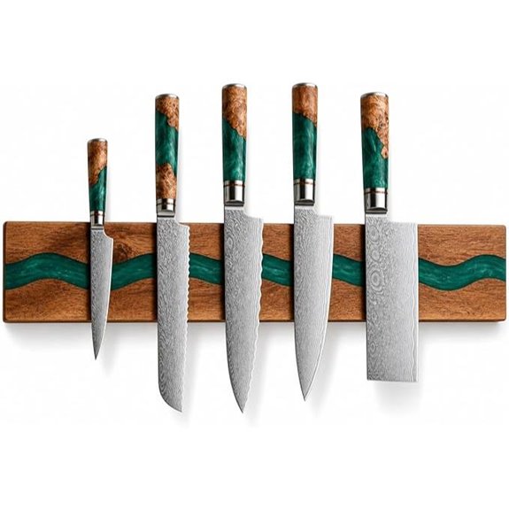 Magnetic Walnut Knife Holder for Wall Holds 8 Knives