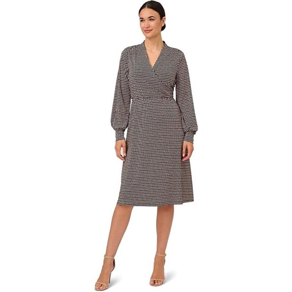 Adrianna Papell Women's Long Sleeve Wrap Midi Dress