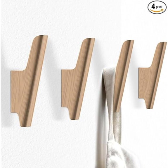 Wood Wall Hooks 4 Pack for Hats Bags and Towels
