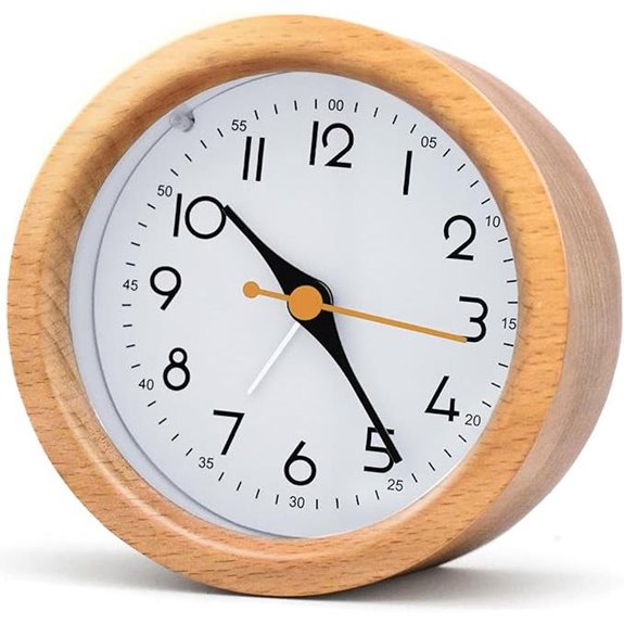 Natural Wooden Alarm Clock with Night Light