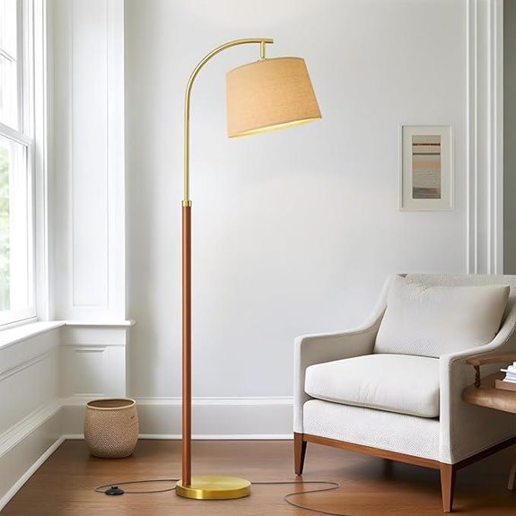 G-SAFAVA Wooden Arc Floor Lamp with Foot Switch