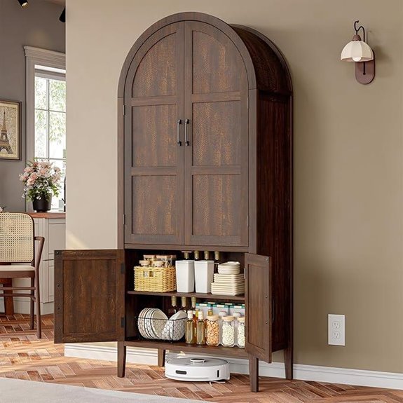 Onbrill 71 Wooden Arched Kitchen Pantry Cabinet