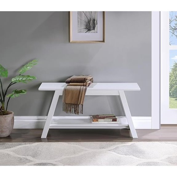 Roundhill Elyz Wooden Bench with Shelf