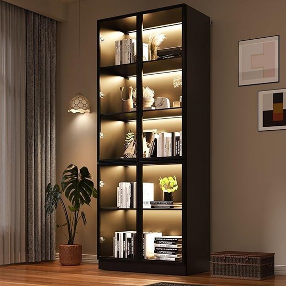 Wildhome Wooden Display Cabinet with LED Lights