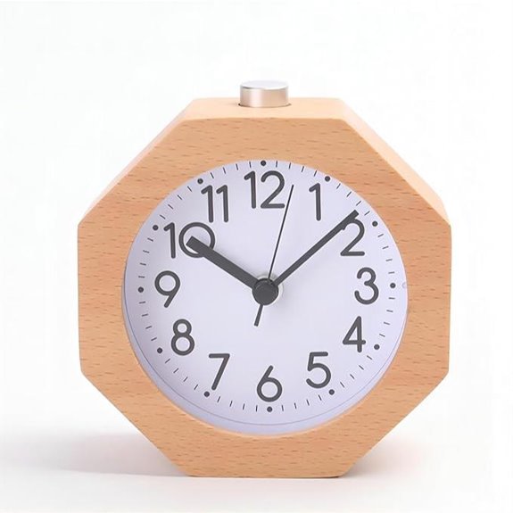 Wooden Analog Alarm Clock with LED Wake-Up Light