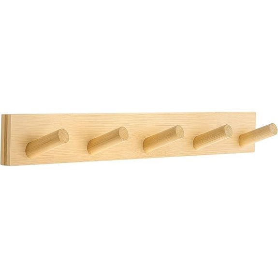 Wooden Wall Mount Coat Rack with 5 Hooks
