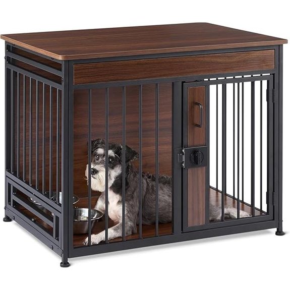 Amazon Basics Wooden Dog Crate with Bowls