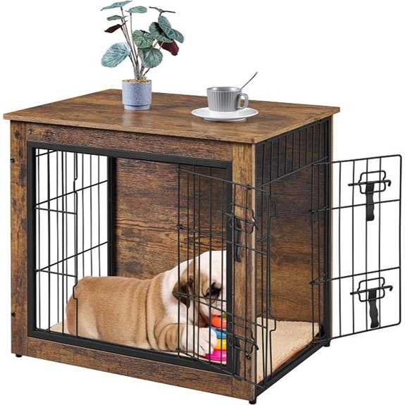 Yaheetech Wooden Dog Crate with Cushion and End Table