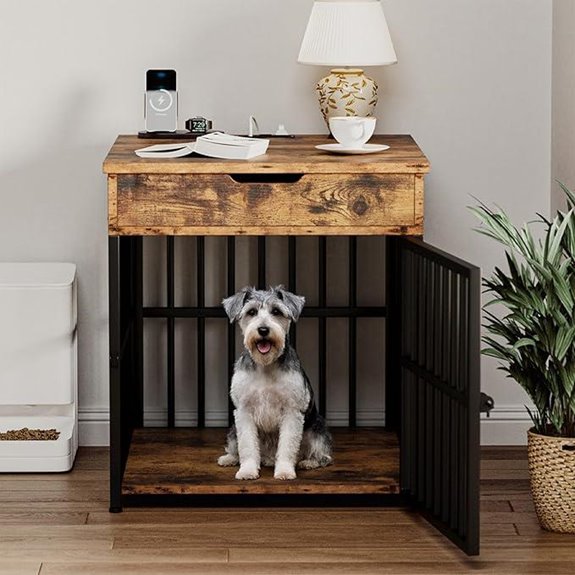IRONCK Wooden Dog Crate & End Table with Charging