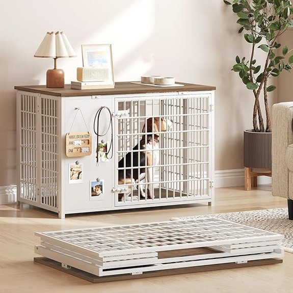 Foldable Wooden Dog Crate & End Table (DC95WH)