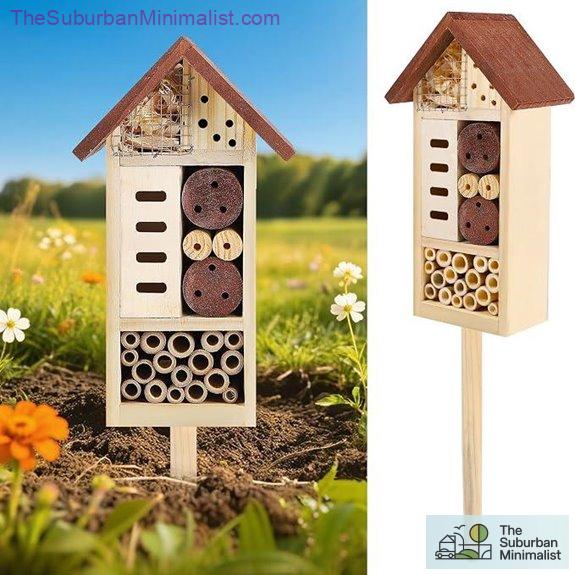 Lulu Wooden Insect Hotel with Stake and Mounts