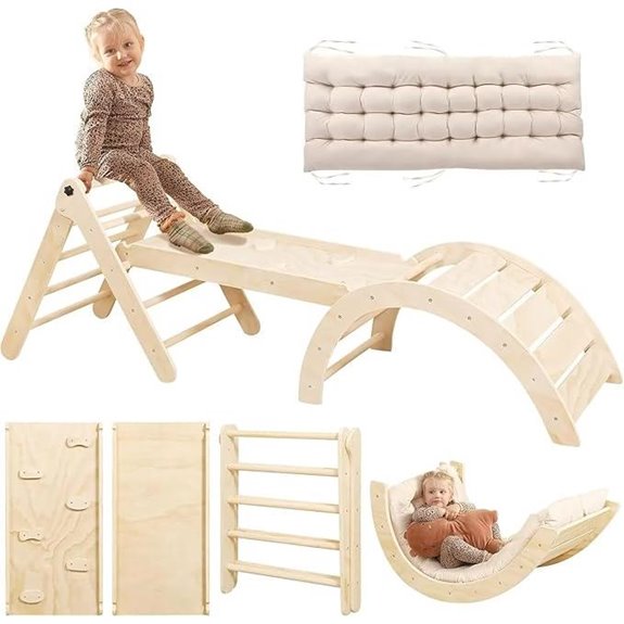 Yopnoyik Pikler Triangle Set with Cushion (Nature Wood)