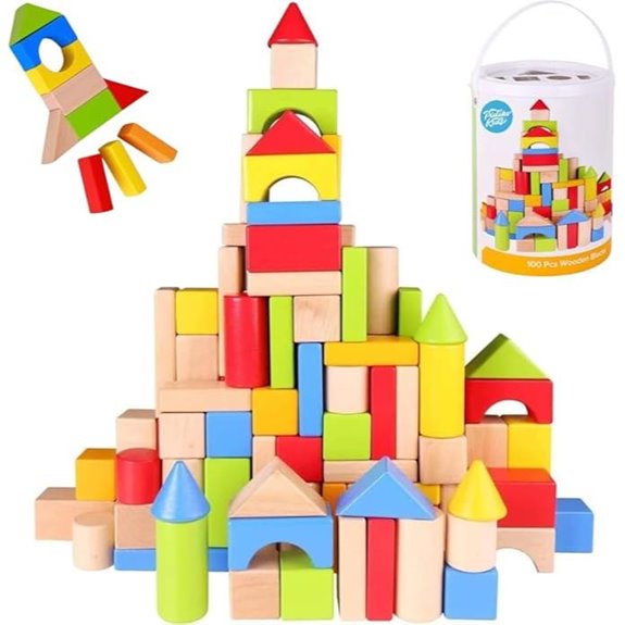 Pidoko Wooden Building Blocks Set for Toddlers