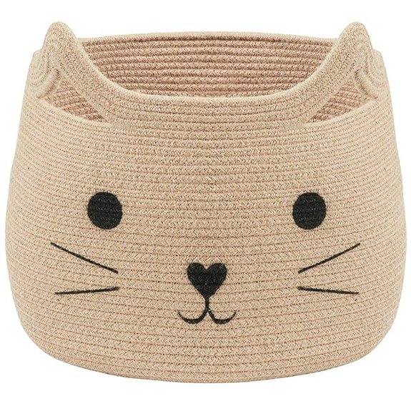 VK·LIVING Woven Cotton Rope Cat Toy Storage Basket