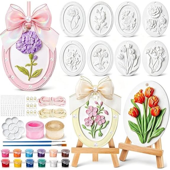 Kids' Plaster Painting Kit with Ceramic Flowers